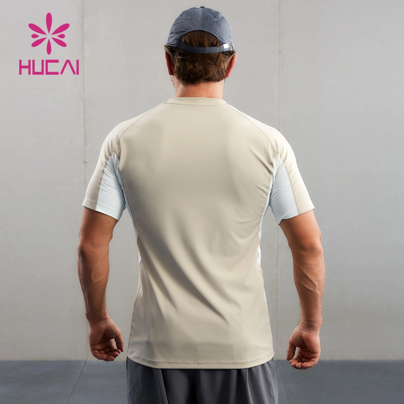 Wholesale OEM ODM Workout Oversized 4 Needles 6 Threads Short Sleeve Custom High Quality Fashion Active Shirts Cotton Heat-Transfer Mens Sports Wear