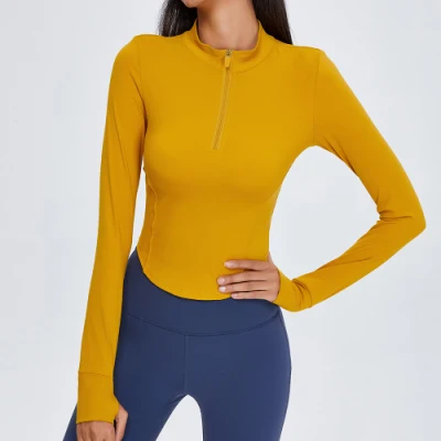 Chemises pour femmes à manches longues 1/3 Zip Upf50+ Protection solaire UV Séchage rapide Randonnée Chemises athlétiques Rash Guard